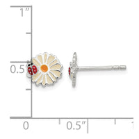 Sterling Silver Enameled Daisy & Ladybug Post Earrings