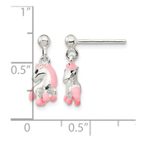 Sterling Silver Pink Enamel Horse Post Dangle Earrings