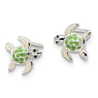 Sterling Silver Multi-color Enameled Sea Turtle Post Earrings