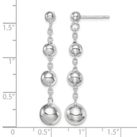 Sterling Silver Rhod-plated Polished Graduated Beaded Post Dangle Earrings