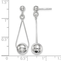 Sterling Silver Rhodium-plated Post Dangle Earrings