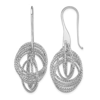 Sterling Silver Rhodium-plated D/C Fancy Intertwined Circles Dangle Earring