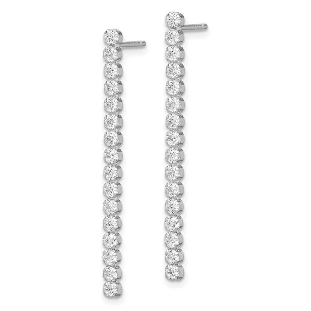 Sterling Silver Rhodium-plated Polished Fancy CZ Post Dangle Earrings