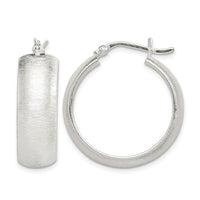 Sterling Silver Polished & Laser-cut 8.5x25mm Round Hoop Earrings