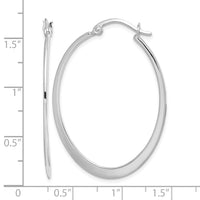 Sterling Silver Rhodium-plated Polished Oval Hoop Earrings
