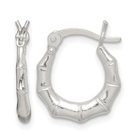 Sterling Silver Polished Bamboo Hoop Earrings