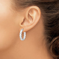 Sterling Silver RH-plated Scalloped Edge 5mm Round Hoop Earrings