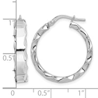 Sterling Silver RH-plated Scalloped Edge 5mm Round Hoop Earrings
