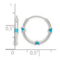 Sterling Silver Polished Light Blue Enamel Endless Hoop Earrings