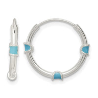 Sterling Silver Polished Light Blue Enamel Endless Hoop Earrings