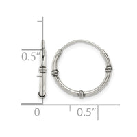 Sterling Silver Polished and Antiqued Endless Hoop Earrings