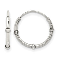 Sterling Silver Polished and Antiqued Endless Hoop Earrings