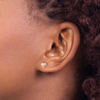 Sterling Silver Rose-tone Puffed Heart Post Earrings