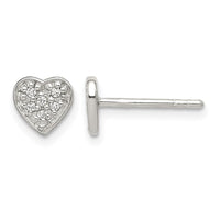 Sterling Silver CZ Heart Post Earrings