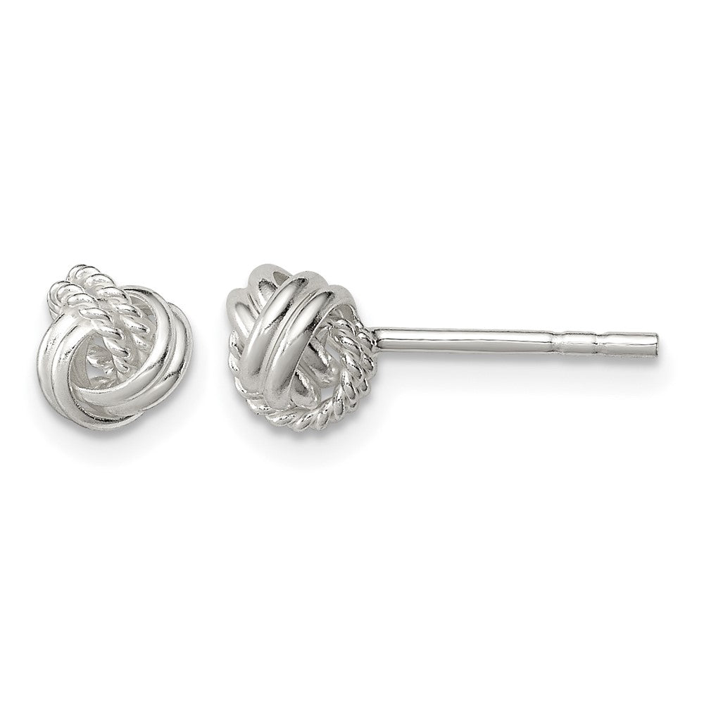 Sterling Silver Polished and Textured Knot Post Earrings