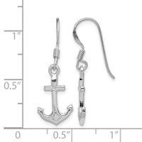 Sterling Silver Rhodium-plated Anchor Earrings