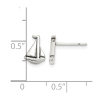 Sterling Silver Polished and Antiqued Sailboat Post Earrings
