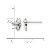 Sterling Silver Polished and Antiqued Horse Post Earrings