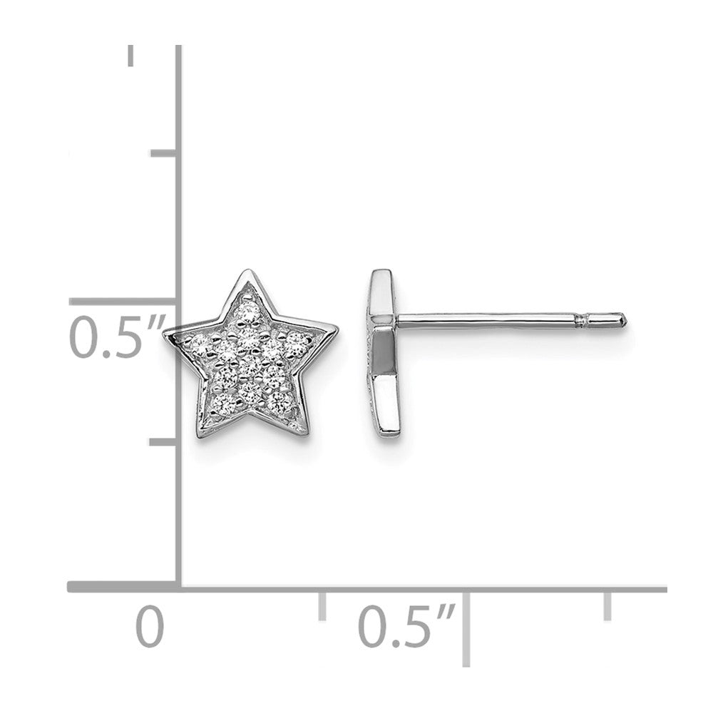 Sterling Silver Rhodium-plated CZ Star Post Earrings