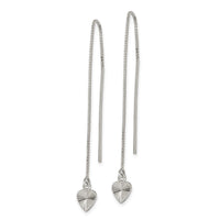 Sterling Silver Polished Diamond-cut Dangle Heart Post Earrings