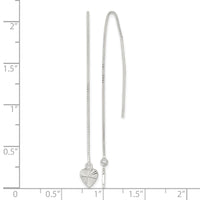 Sterling Silver Polished Diamond-cut Dangle Heart Post Earrings
