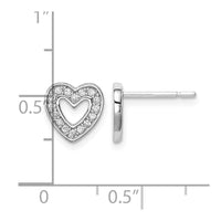 Sterling Silver Rhodium-plated CZ Heart Post Earrings