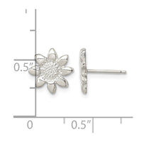 Sterling Silver Polished & Textured Sunflower Post Earrings