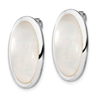Sterling Silver RH-plated Polished Mother of Pearl Non Pierced Earrings