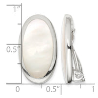Sterling Silver RH-plated Polished Mother of Pearl Non Pierced Earrings