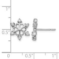 Sterling Silver Rhodium-plated CZ Snowflake Post Earrings