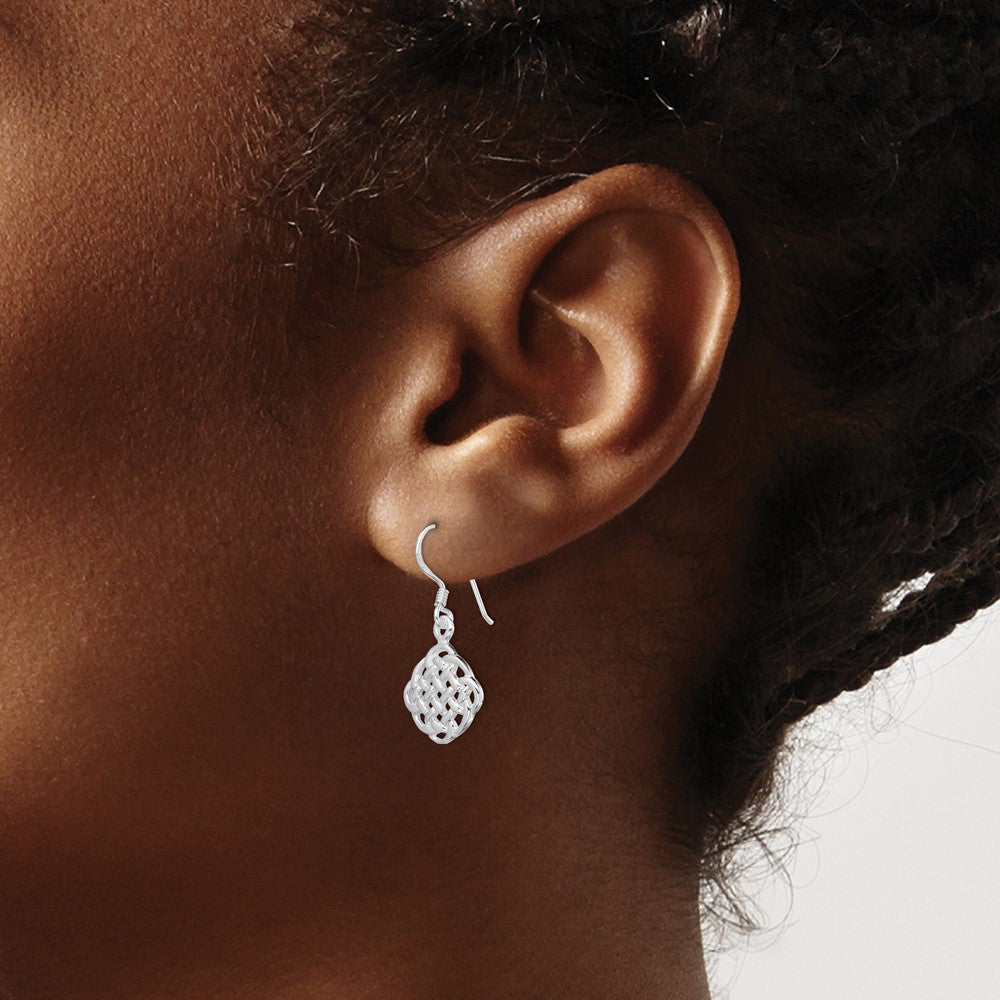 Sterling Silver Rhodium-plated Celtic Dangle Earrings