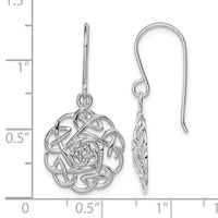 Sterling Silver RH-plated Polished Celtic Shepherd Hook Earrings