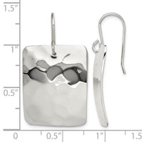 Sterling Silver Polished & Hammered Rectangle Dangle Earrings