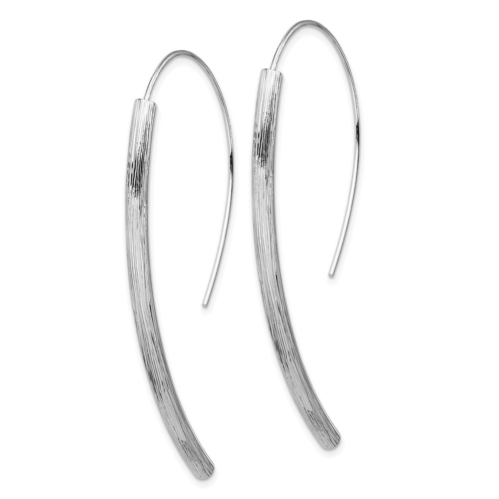 Sterling Silver RH-plated Polished Textured Bar Dangle Earrings