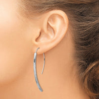 Sterling Silver RH-plated Polished Textured Bar Dangle Earrings