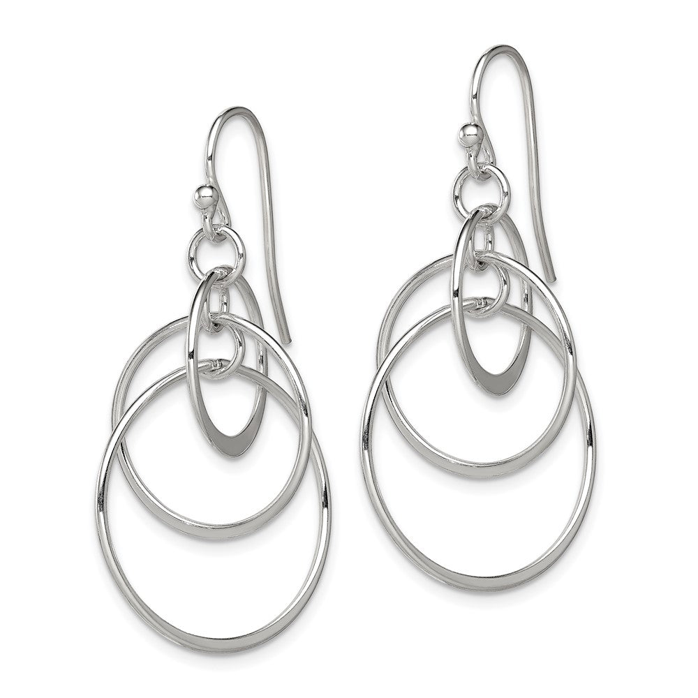Sterling Silver Polished Intertwined Circles Dangle Earrings