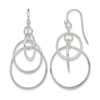 Sterling Silver Polished Intertwined Circles Dangle Earrings