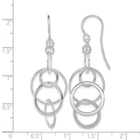 Sterling Silver Polished Intertwined Circles Dangle Earrings