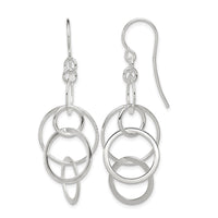 Sterling Silver Polished Intertwined Circles Dangle Earrings