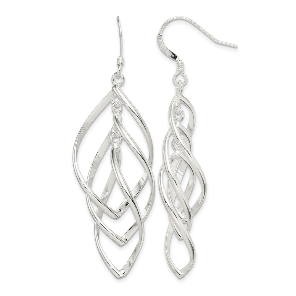 Sterling Silver Polished & Twisted Dangle Earrings