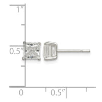 Sterling Silver Polished 5mm Princess CZ Stud Earrings