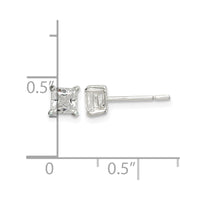 Sterling Silver Polished 4mm Princess CZ Stud Earrings