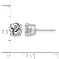 Sterling Silver Polished 7mm Round CZ Stud Earrings