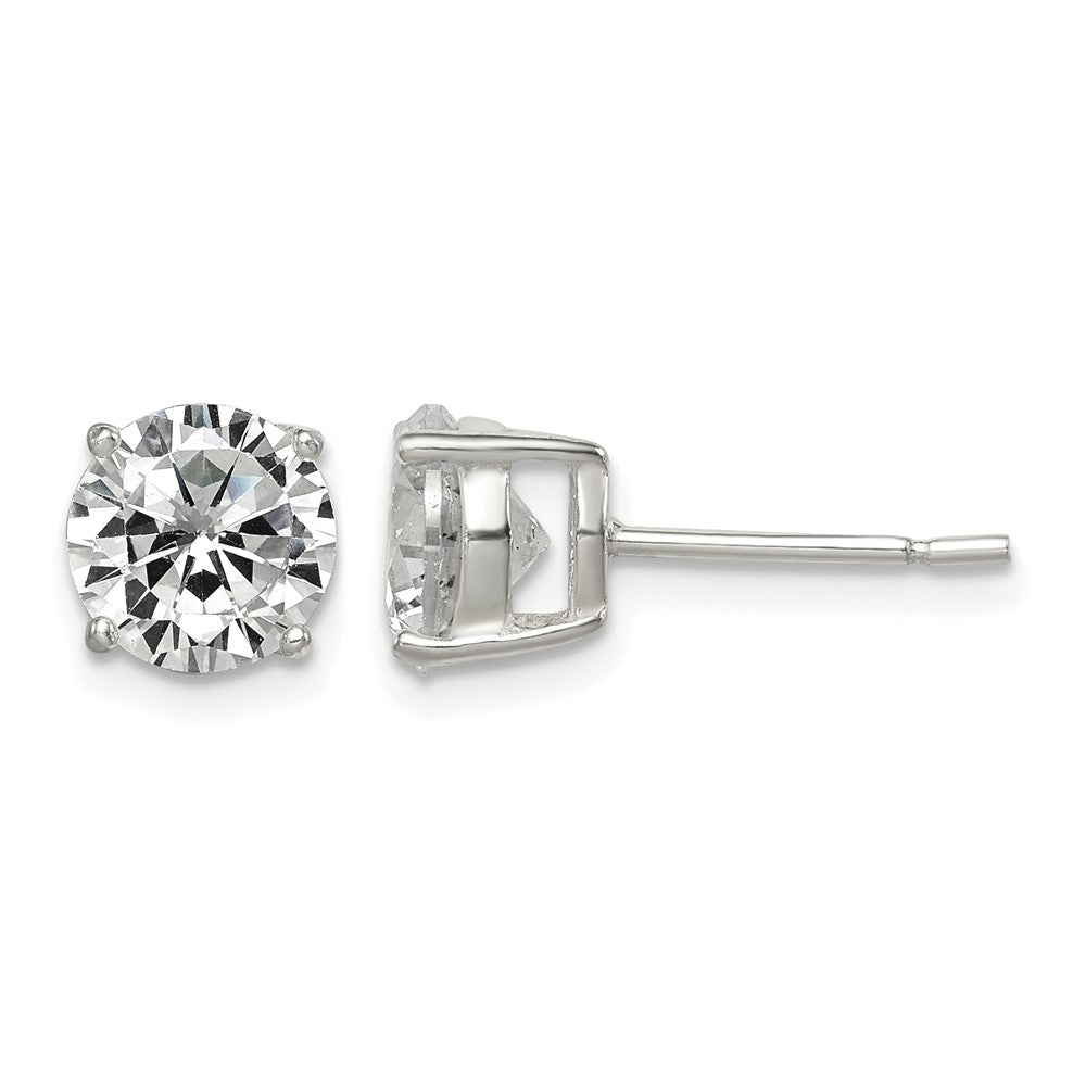 Sterling Silver Polished 7mm Round CZ Stud Earrings