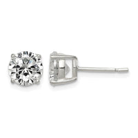 Sterling Silver Polished 7mm Round CZ Stud Earrings
