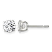 Sterling Silver Polished 6mm Round CZ Stud Earrings