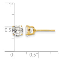 Sterling Silver Gold-tone Polished 6mm CZ Post Earrings