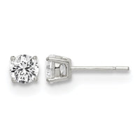 Sterling Silver Polished 5mm Round CZ Stud Earrings