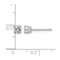 Sterling Silver Polished 4mm Round CZ Stud Earrings