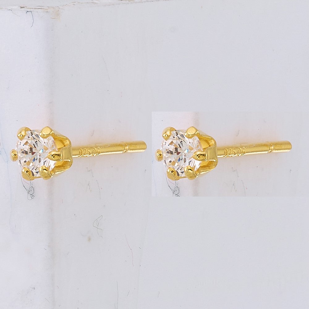Sterling Silver Polished 6 prong 3mm Round CZ Stud Earrings